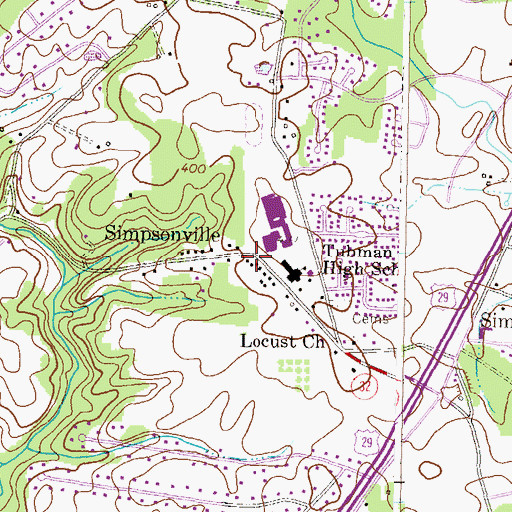 Topographic Map of Simpsonville, MD