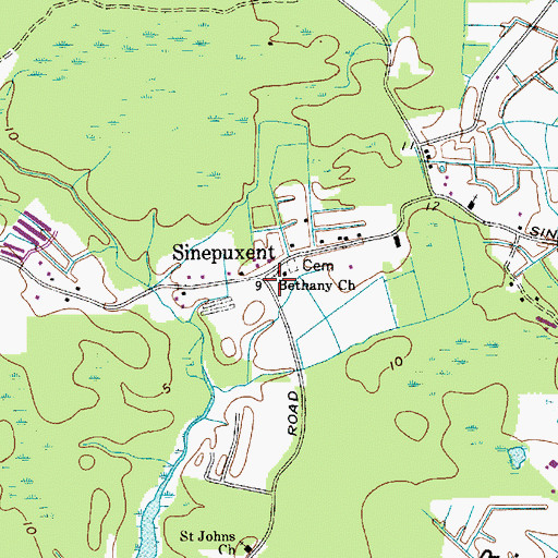Topographic Map of Sinepuxent, MD