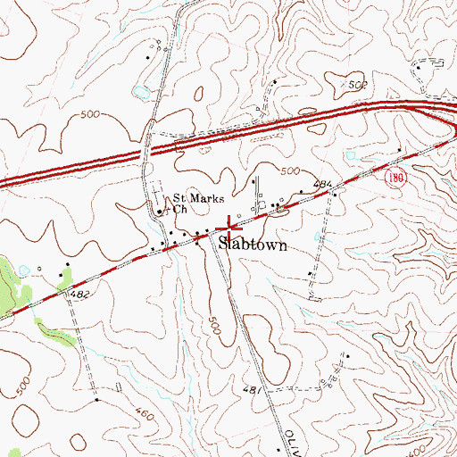 Topographic Map of Slabtown, MD