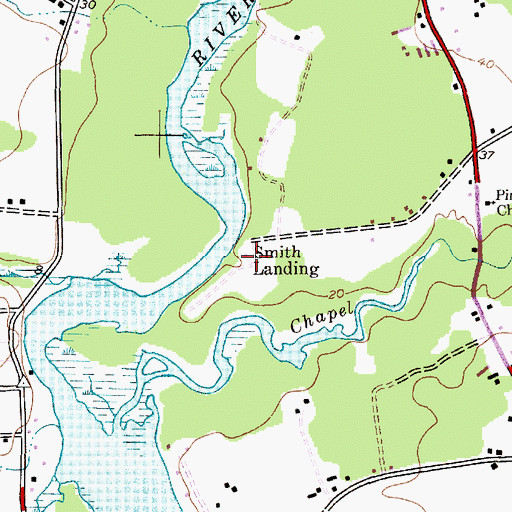 Topographic Map of Smith Landing, MD