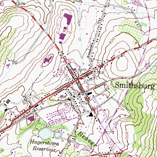 Topographic Map of Smithsburg, MD