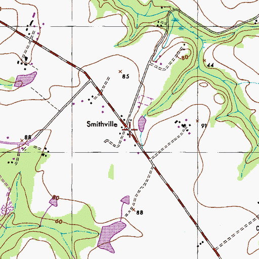 Topographic Map of Smithville, MD