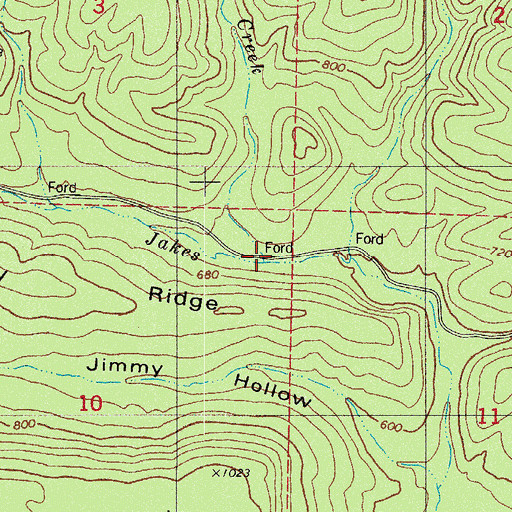Topographic Map of Big Sawyer Creek, AR