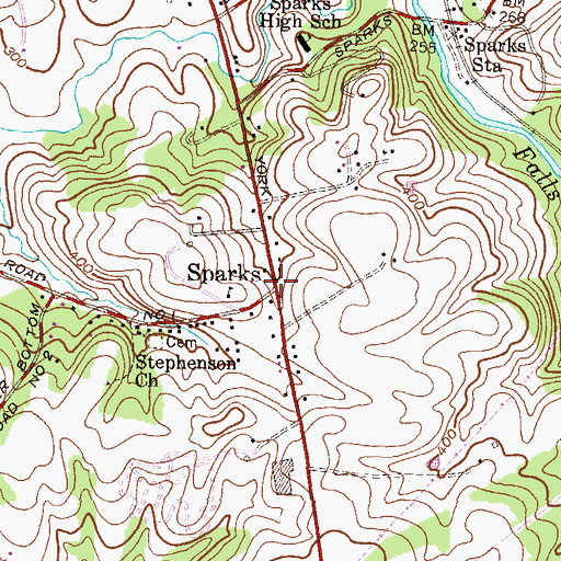 Topographic Map of Sparks, MD