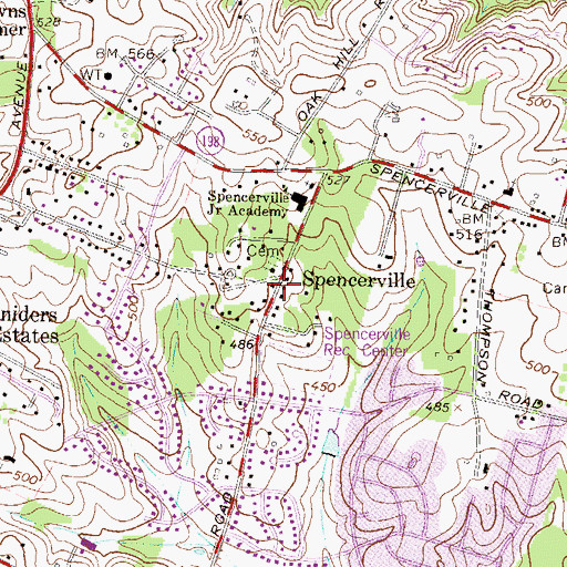 Topographic Map of Spencerville, MD