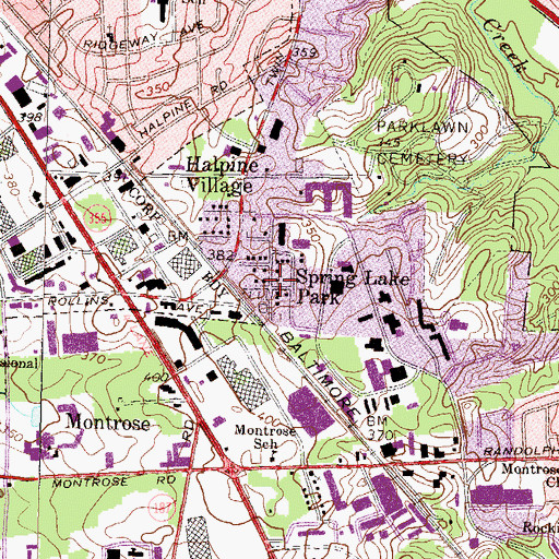 Topographic Map of Spring Lake Park, MD