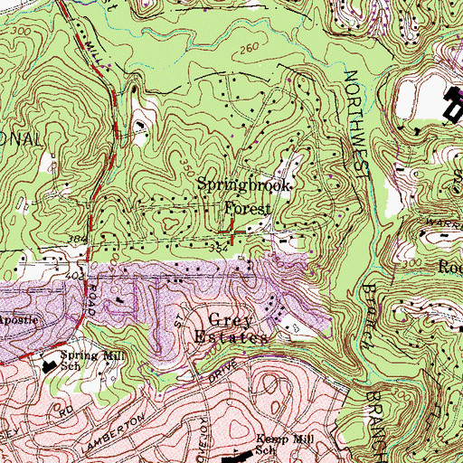 Topographic Map of Springbrook Forest, MD