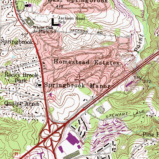 Topographic Map of Springbrook Manor, MD
