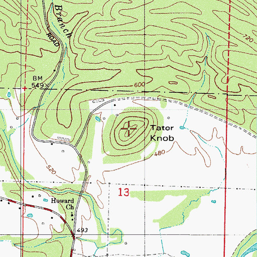 Topographic Map of Tater Knob, AR