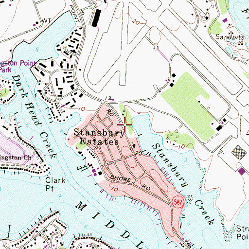 Topographic Map of Stansbury Estates, MD