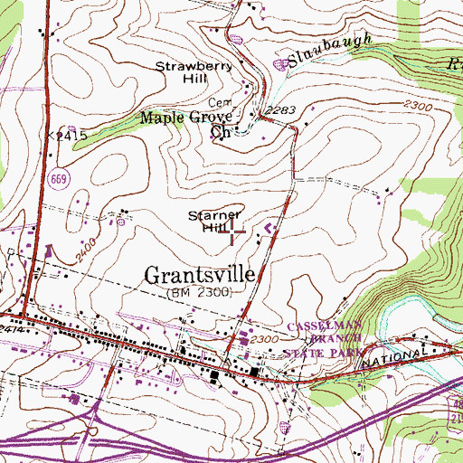 Topographic Map of Starner Hill, MD