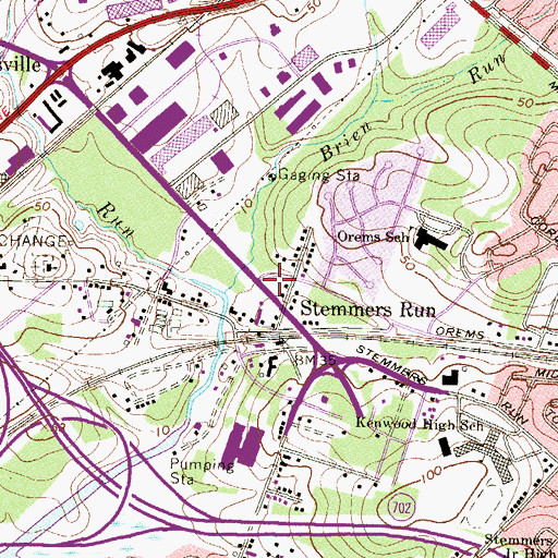 Topographic Map of Stemmers Run, MD