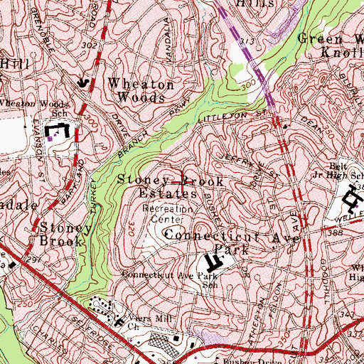 Topographic Map of Stoney Brook Estates, MD