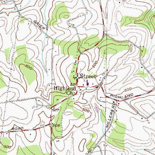 Topographic Map of Street, MD