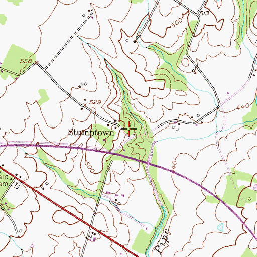 Topographic Map of Stumptown, MD