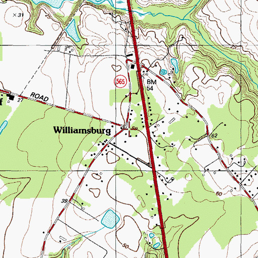 Topographic Map of Williamsburg, MD