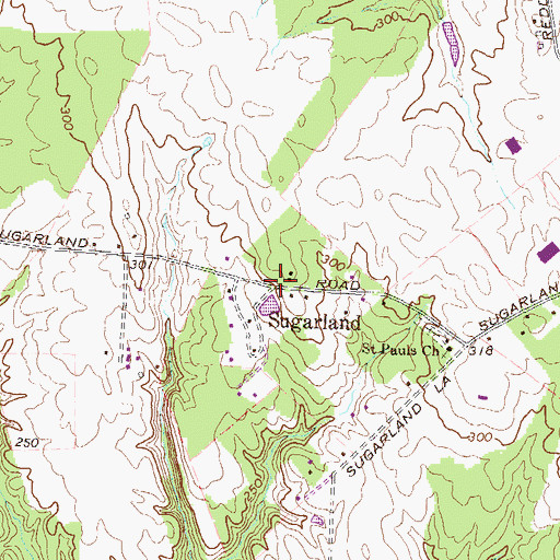Topographic Map of Sugarland, MD