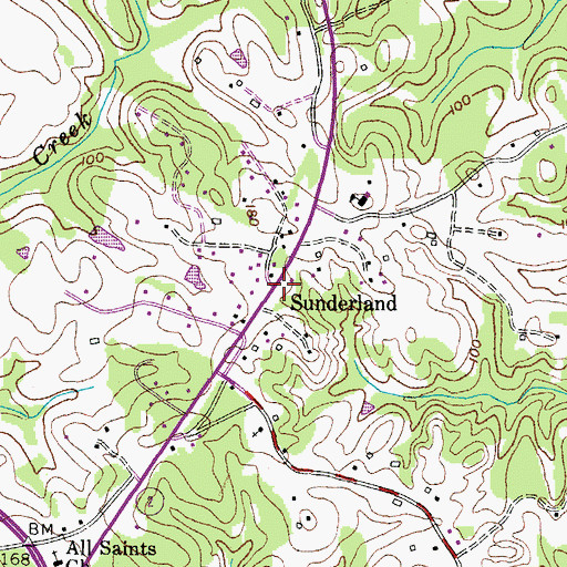 Topographic Map of Sunderland, MD
