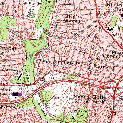 Topographic Map of Sunset Terrace, MD