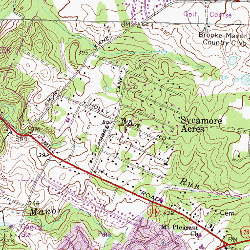 Topographic Map of Sycamore Acres, MD