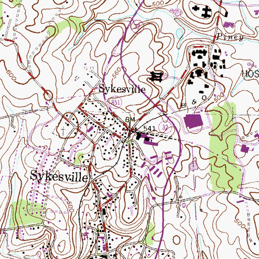 Topographic Map of Sykesville, MD
