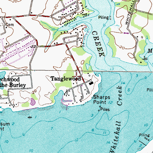 Topographic Map of Tanglewood, MD