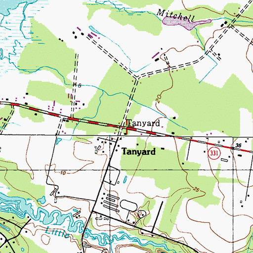 Topographic Map of Tanyard, MD