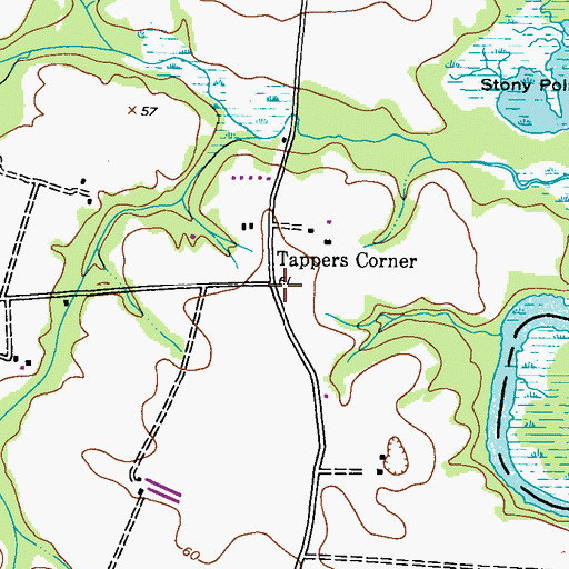 Topographic Map of Tappers Corner, MD