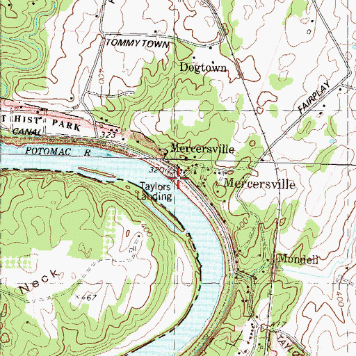 Topographic Map of Taylors Landing, MD