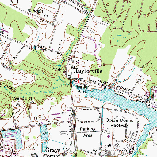 Topographic Map of Taylorville, MD
