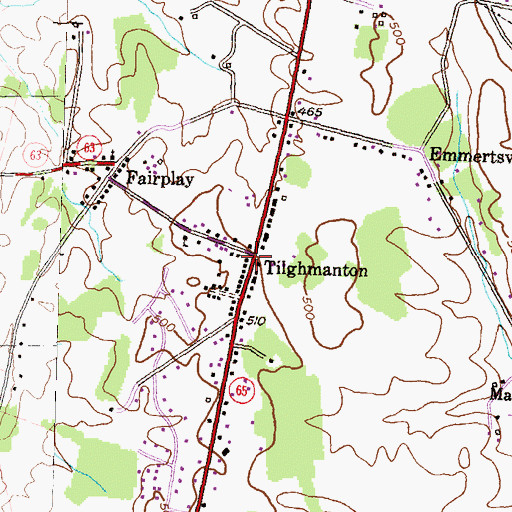 Topographic Map of Tilghmanton, MD