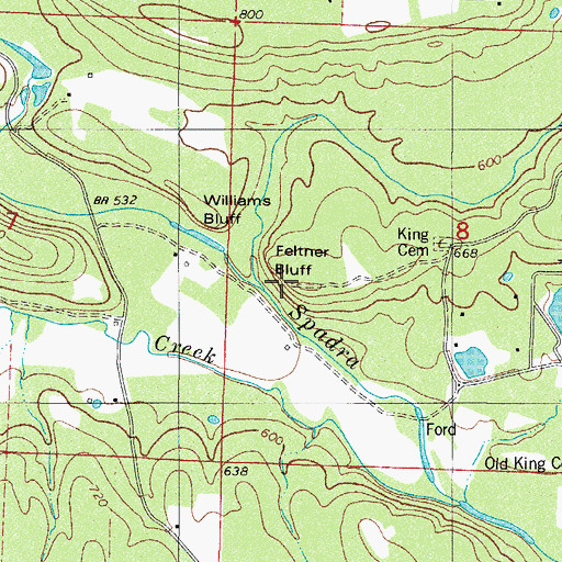Topographic Map of Feltner Bluff, AR