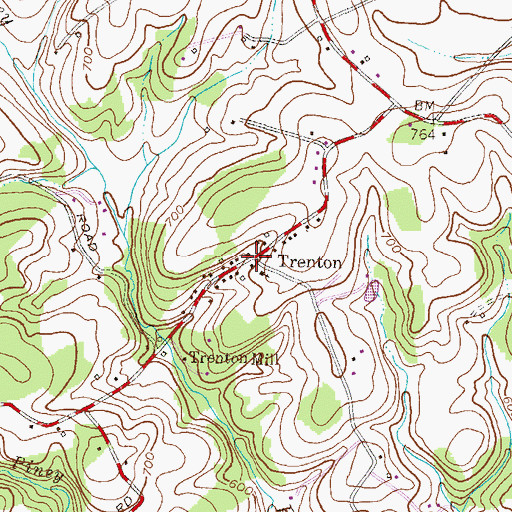 Topographic Map of Trenton, MD