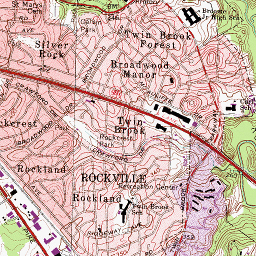 Topographic Map of Twin Brook, MD