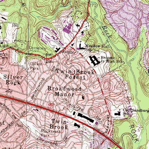 Topographic Map of Twin Brook Forest, MD