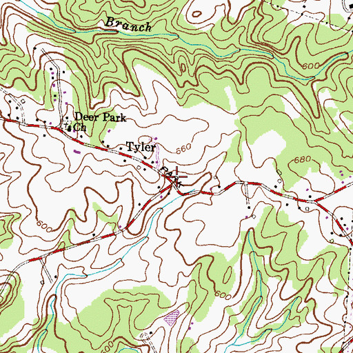 Topographic Map of Tyler, MD