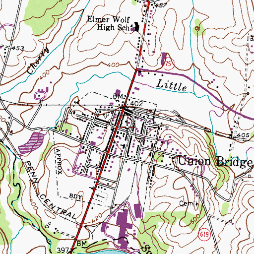 Topographic Map of Union Bridge, MD