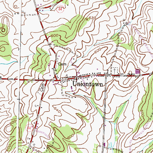 Topographic Map of Uniontown, MD