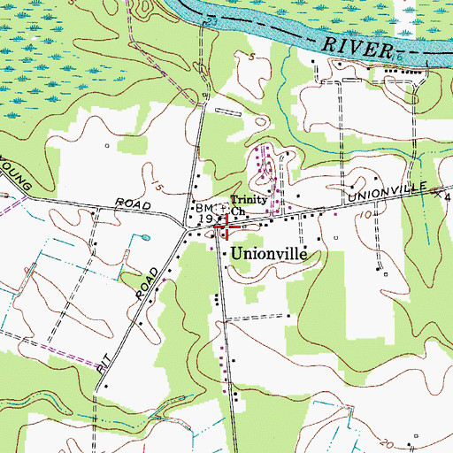 Topographic Map of Unionville, MD