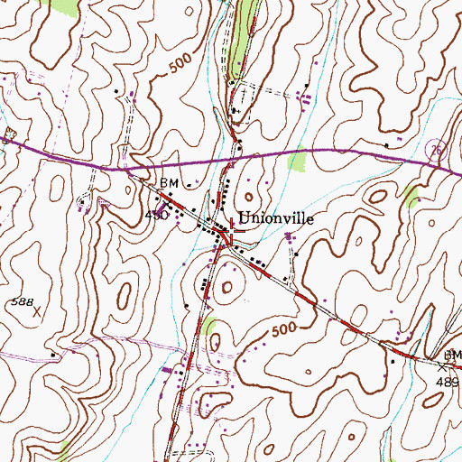 Topographic Map of Unionville, MD