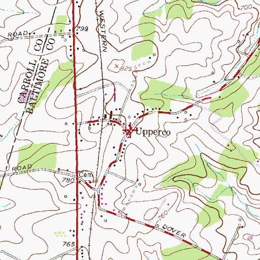 Topographic Map of Upperco, MD