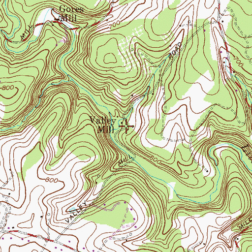 Topographic Map of Valley Mill, MD