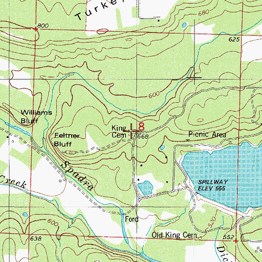 Topographic Map of King Cemetery, AR