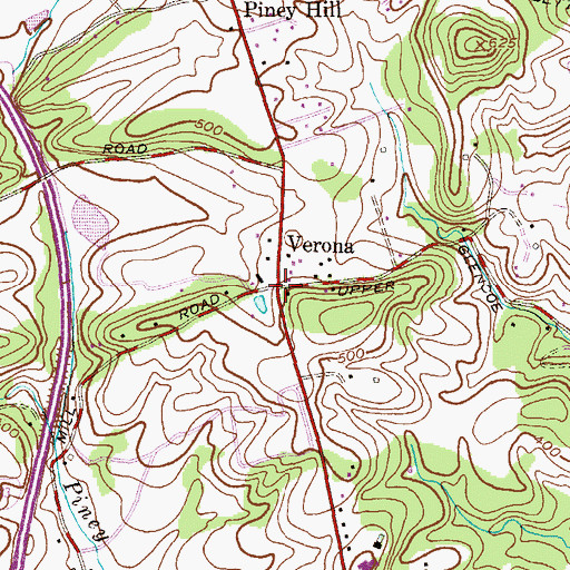Topographic Map of Verona, MD