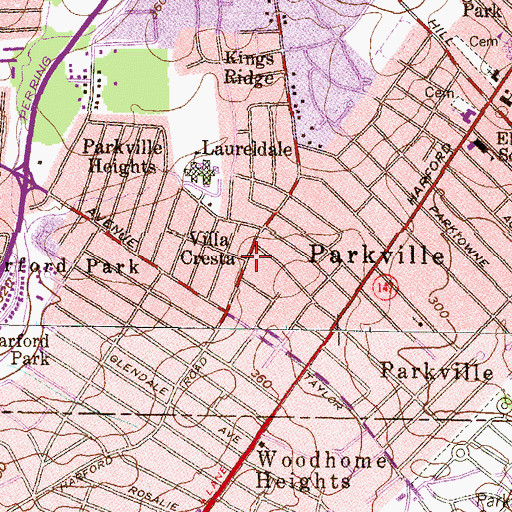 Topographic Map of Villa Cresta, MD