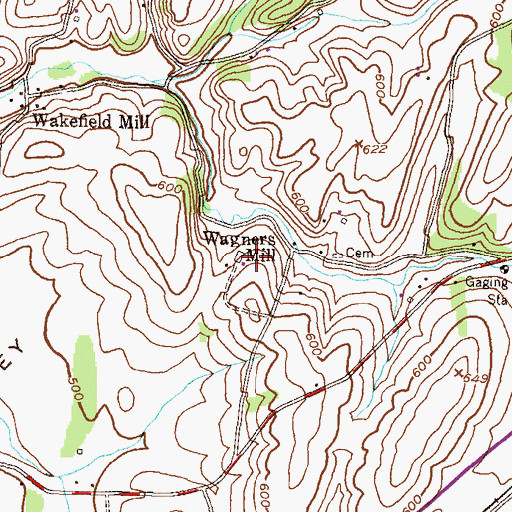 Topographic Map of Wagners Mill, MD