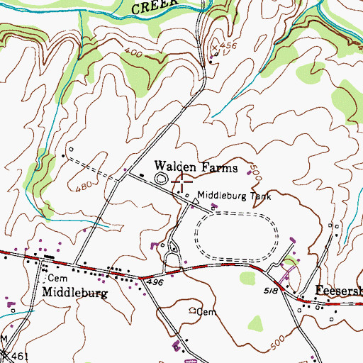 Topographic Map of Walden Farms, MD