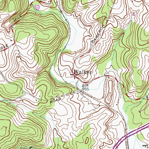 Topographic Map of Walker, MD