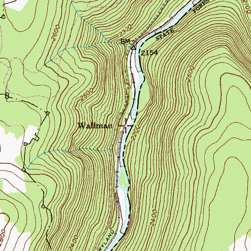 Topographic Map of Wallman, MD