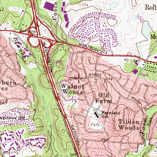 Topographic Map of Walnut Woods, MD